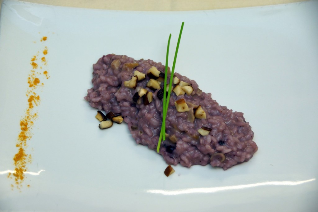 Risotto ai mirtilli con dadolata di porcini